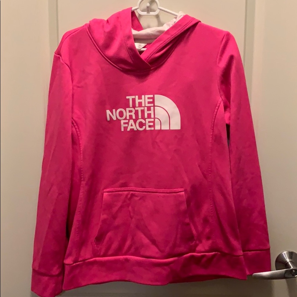North face pink and white hoodie